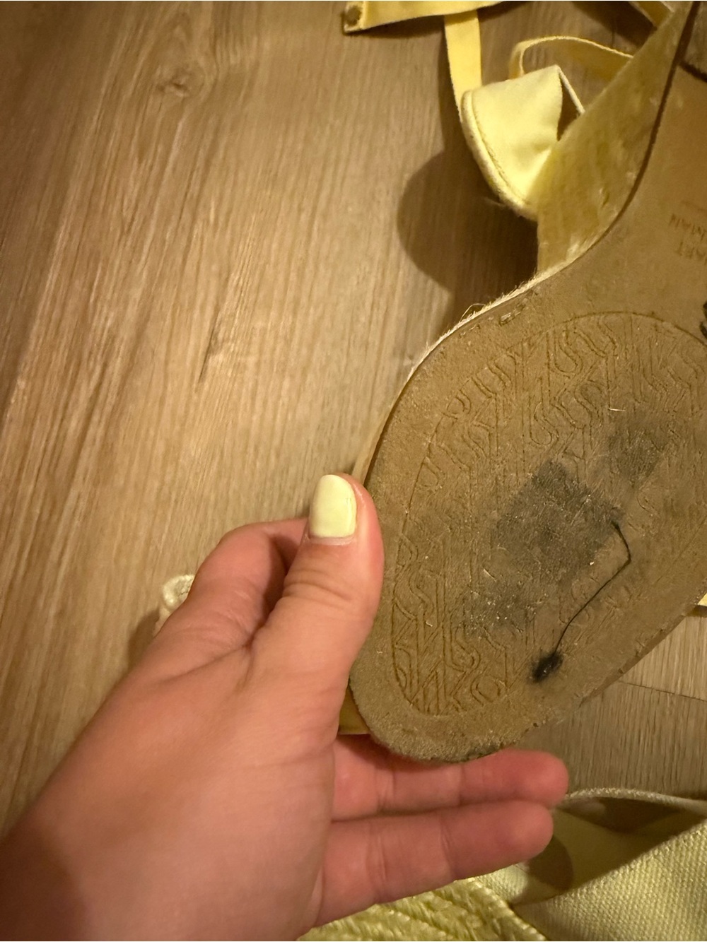 Stuart Weitzman Pale Yellow Espadrille Wedge Sandals - Picture 11 of 12